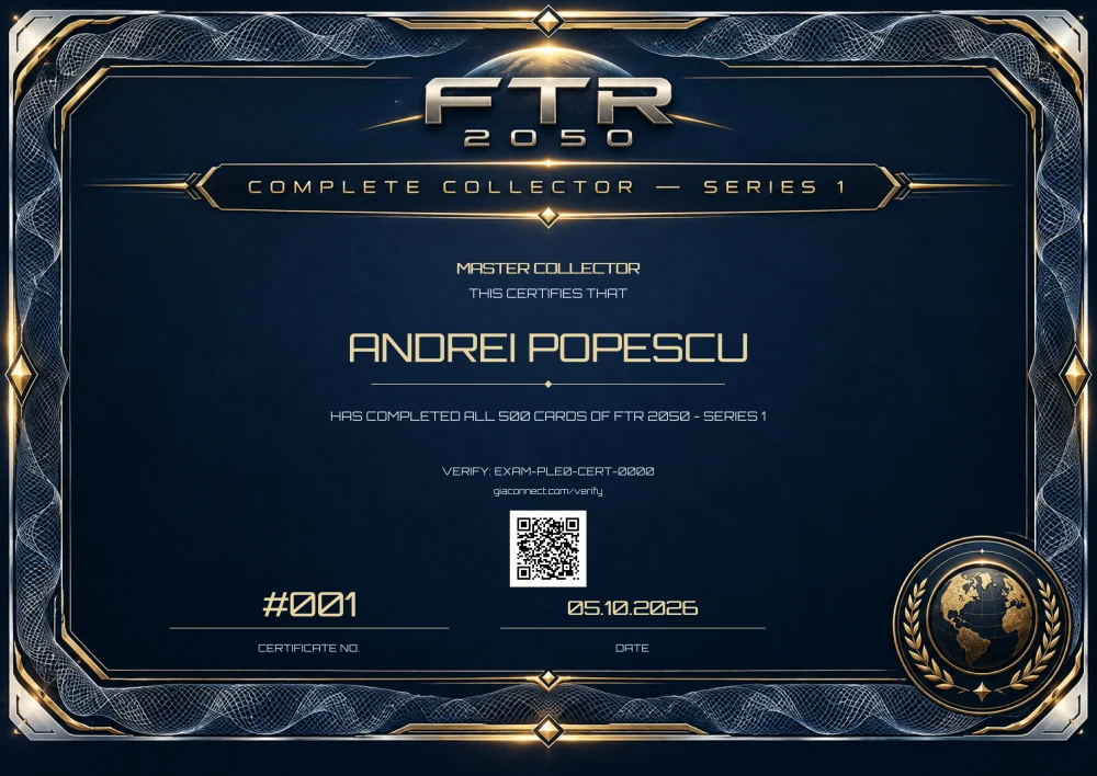 Exemplu de certificat de Colecționar complet