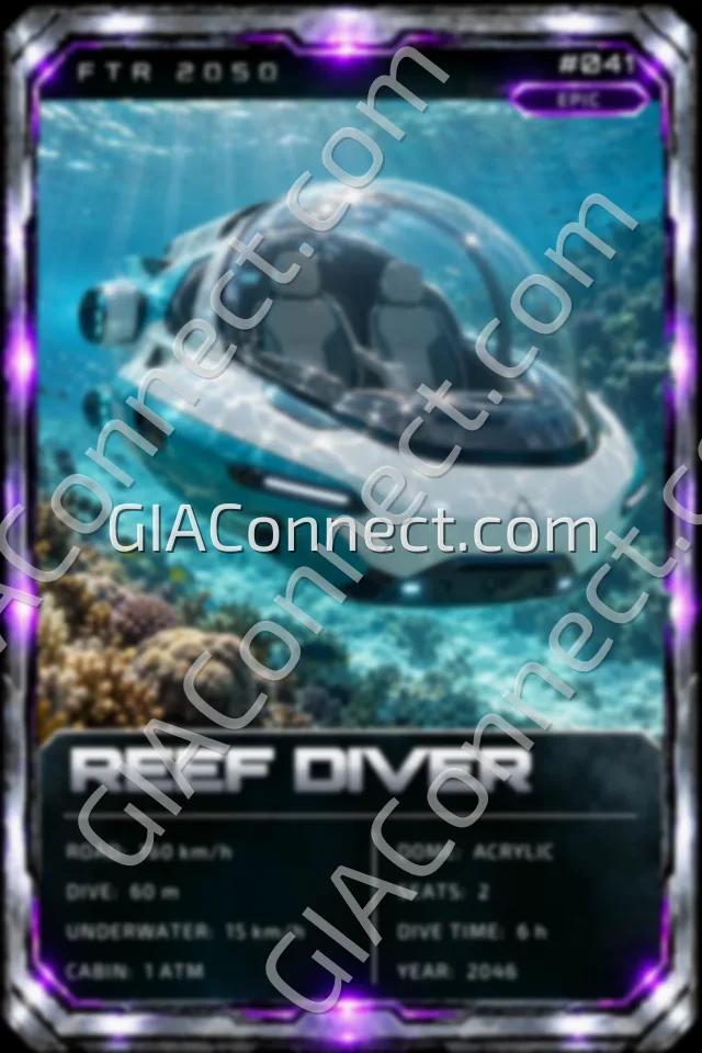 REEF DIVER – vehicul futurist FTR 2050, cartonaș digital de colecție