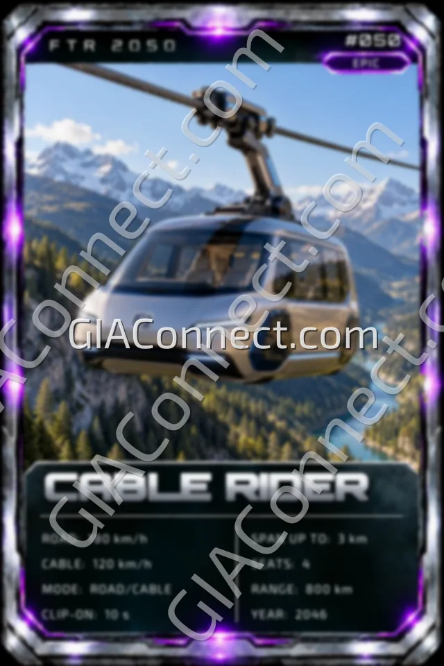 CABLE RIDER – vehicul futurist FTR 2050, cartonaș digital de colecție