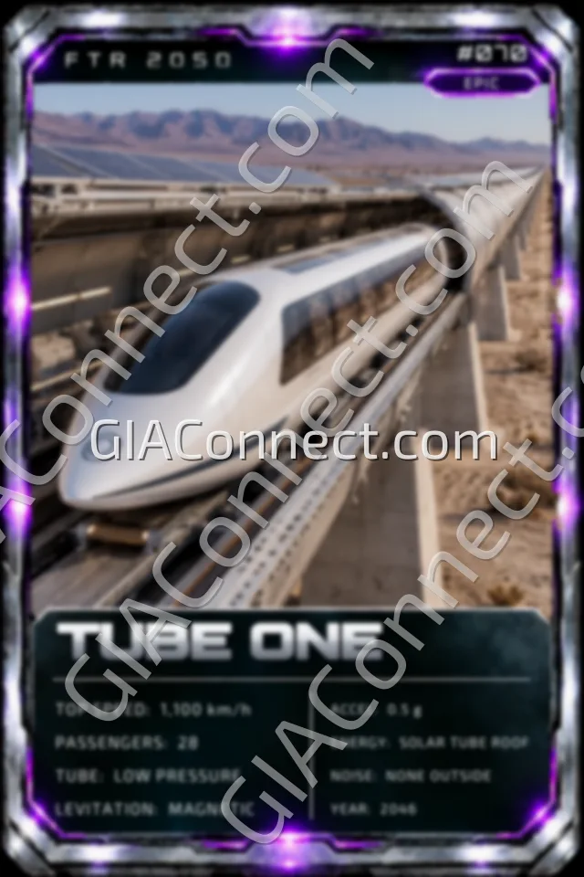TUBE ONE – vehicul futurist FTR 2050, cartonaș digital de colecție