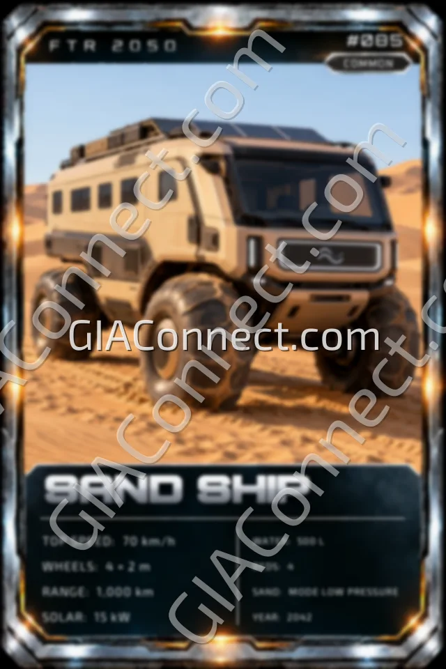 SAND SHIP – vehicul futurist FTR 2050, cartonaș digital de colecție