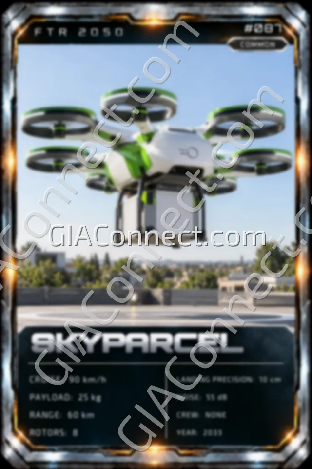 SKYPARCEL – vehicul futurist FTR 2050, cartonaș digital de colecție