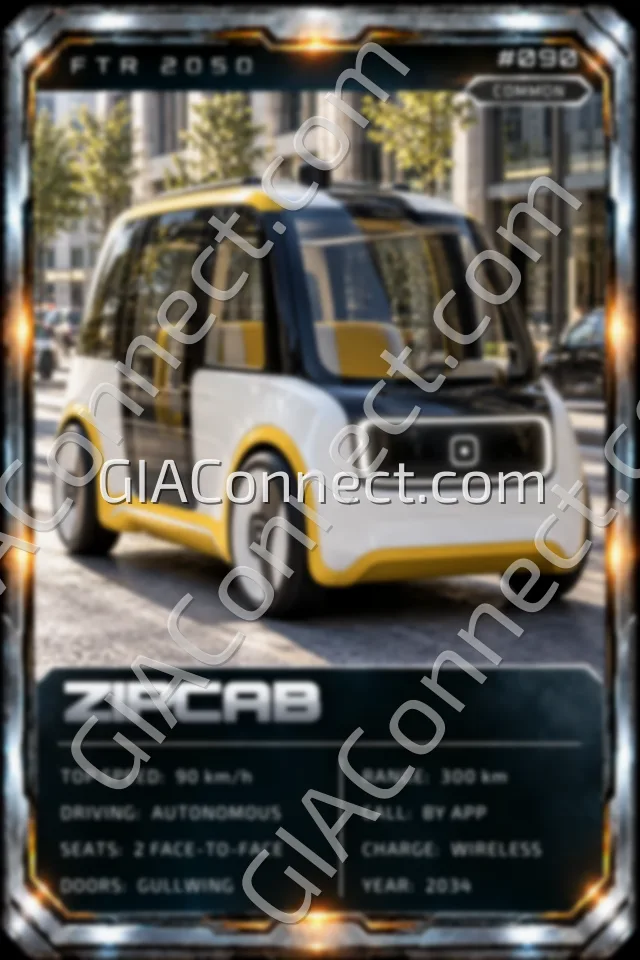ZIPCAB – vehicul futurist FTR 2050, cartonaș digital de colecție