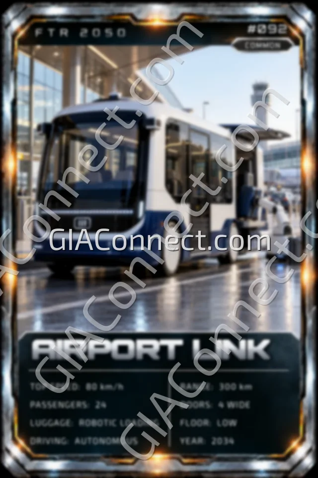 AIRPORT LINK – vehicul futurist FTR 2050, cartonaș digital de colecție