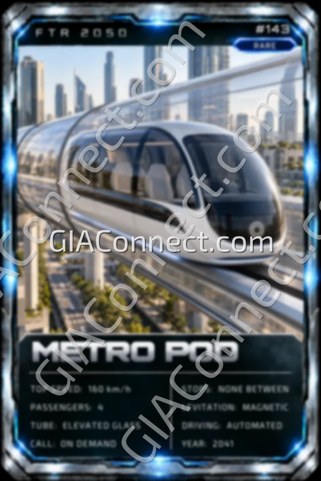 METRO POD – vehicul futurist FTR 2050, cartonaș digital de colecție