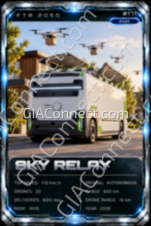 SKY RELAY – vehicul futurist FTR 2050, cartonaș digital de colecție