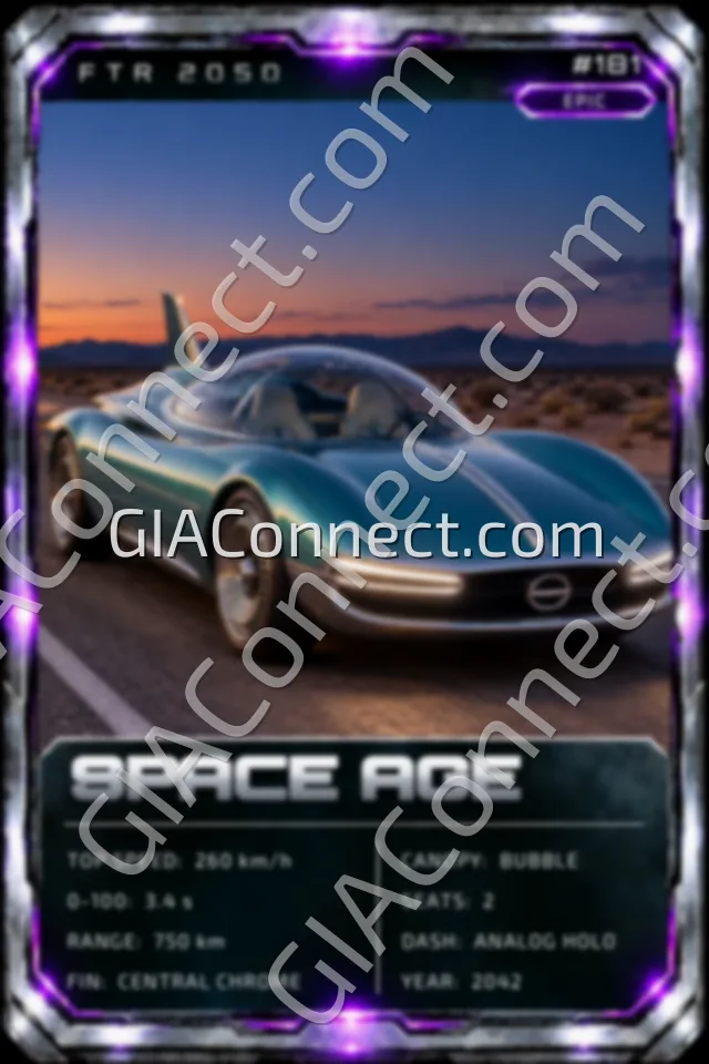 SPACE AGE – vehicul futurist FTR 2050, cartonaș digital de colecție