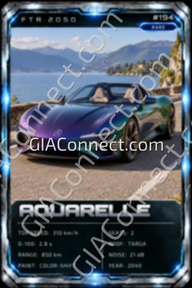 AQUARELLE – vehicul futurist FTR 2050, cartonaș digital de colecție