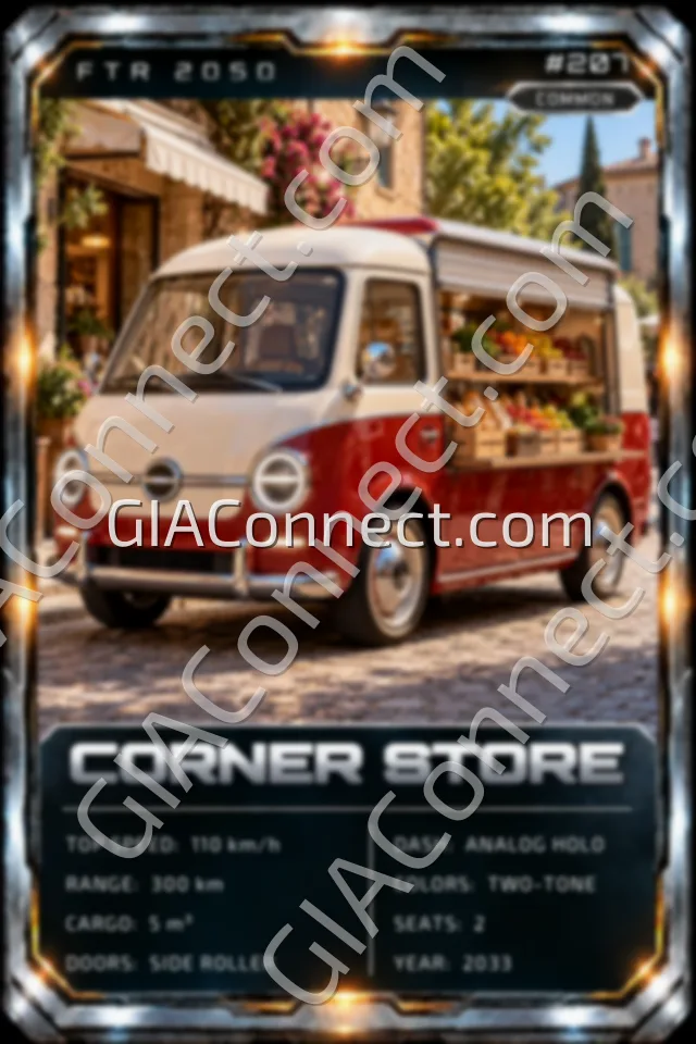 CORNER STORE – vehicul futurist FTR 2050, cartonaș digital de colecție