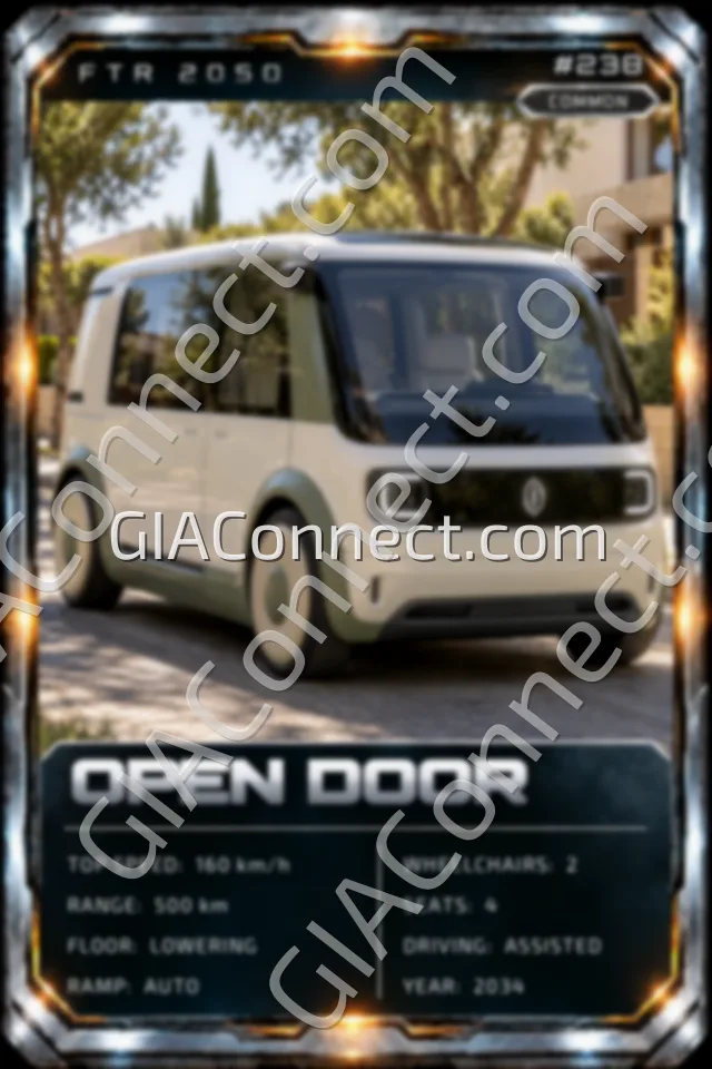 OPEN DOOR – vehicul futurist FTR 2050, cartonaș digital de colecție