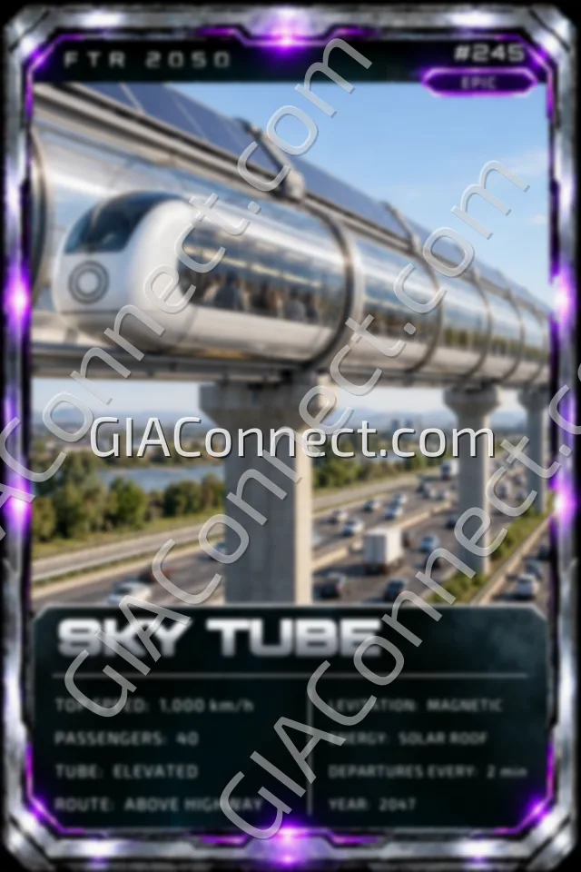 SKY TUBE – vehicul futurist FTR 2050, cartonaș digital de colecție