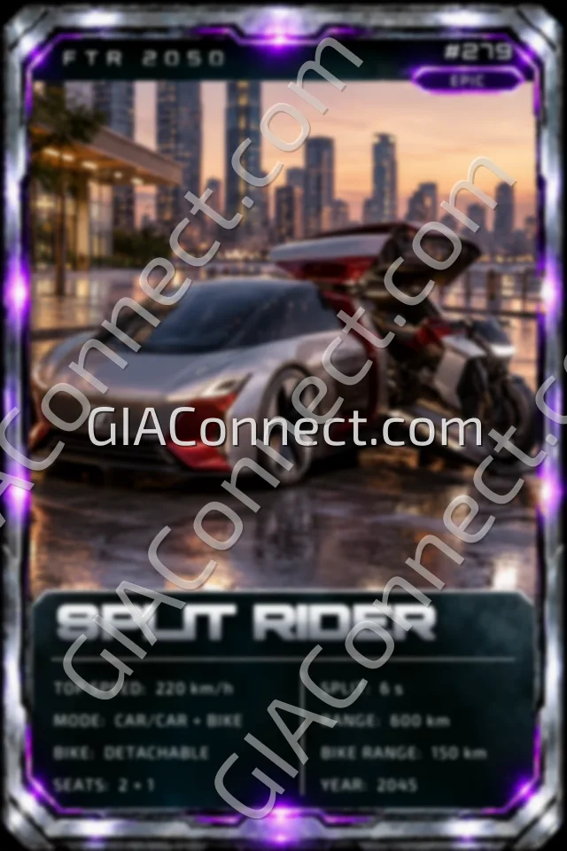 SPLIT RIDER – vehicul futurist FTR 2050, cartonaș digital de colecție