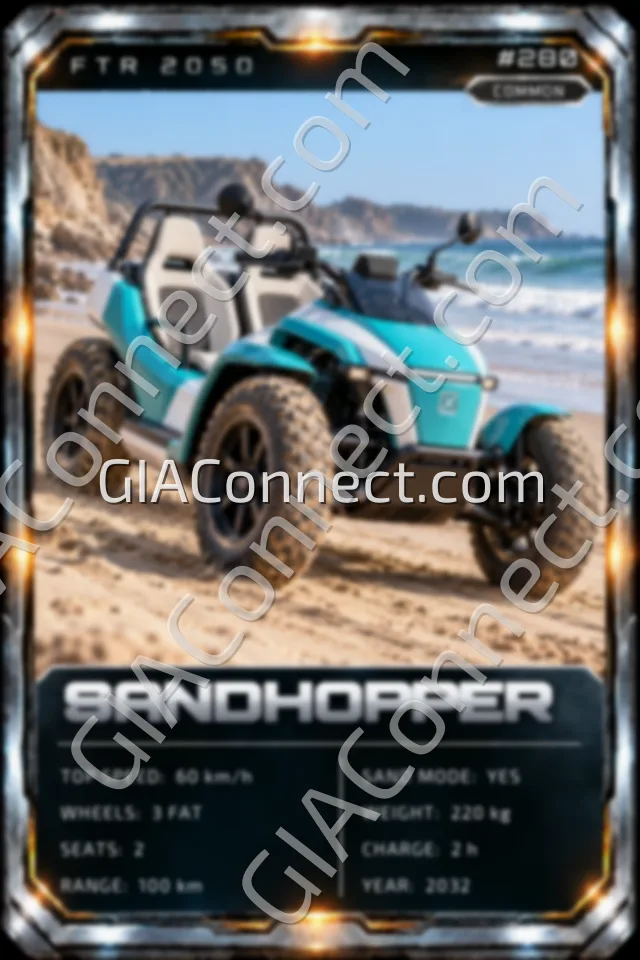 SANDHOPPER – vehicul futurist FTR 2050, cartonaș digital de colecție
