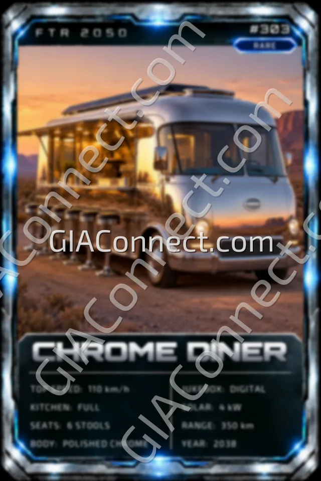 CHROME DINER – vehicul futurist FTR 2050, cartonaș digital de colecție
