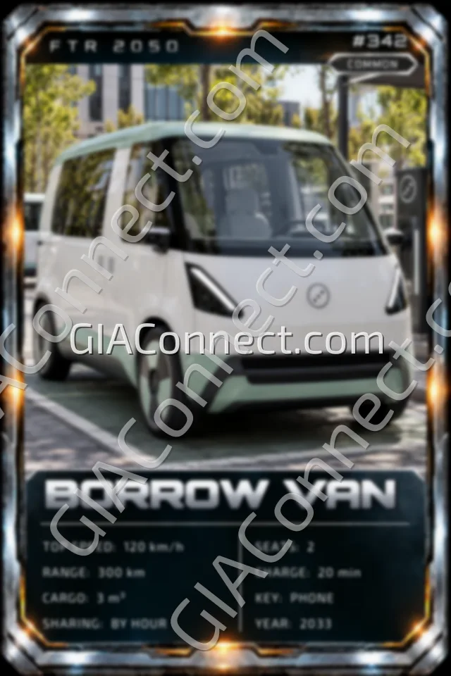 BORROW VAN – vehicul futurist FTR 2050, cartonaș digital de colecție