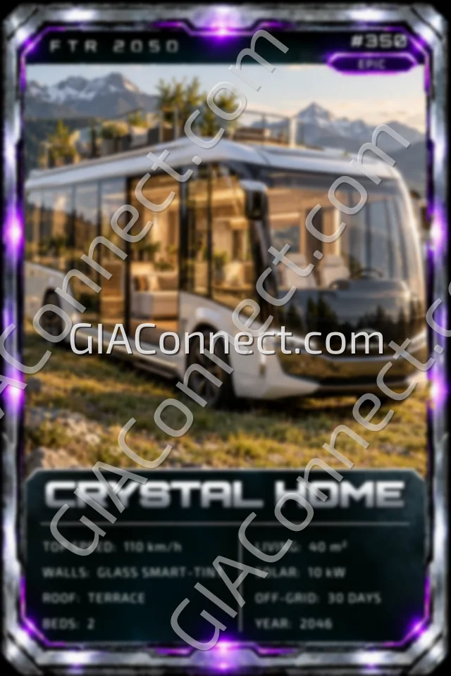 CRYSTAL HOME – vehicul futurist FTR 2050, cartonaș digital de colecție