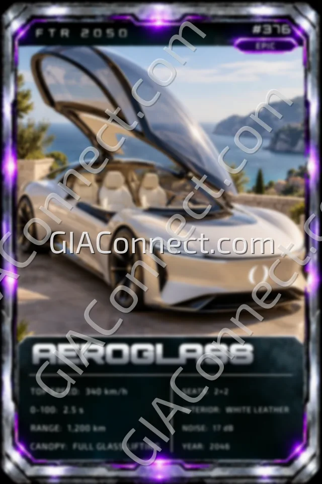 AEROGLASS – vehicul futurist FTR 2050, cartonaș digital de colecție