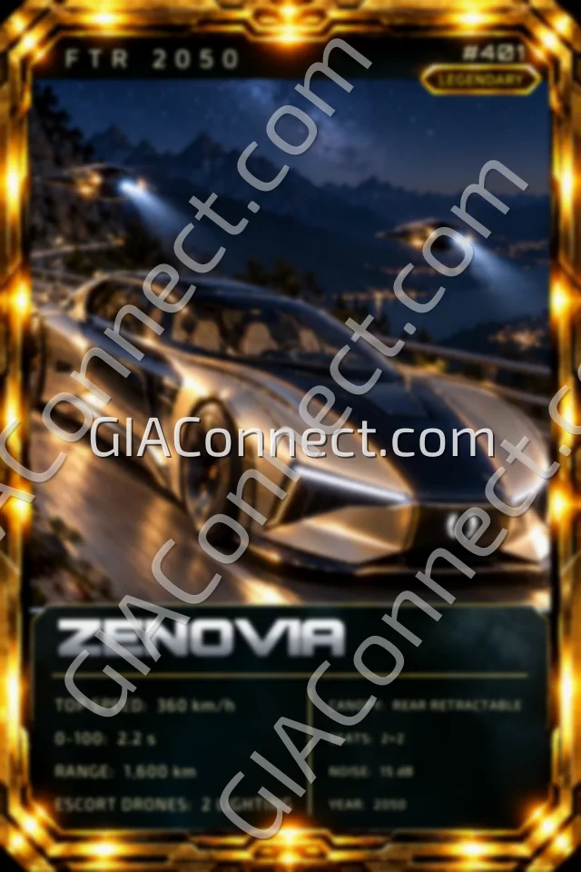 ZENOVIA – vehicul futurist FTR 2050, cartonaș digital de colecție