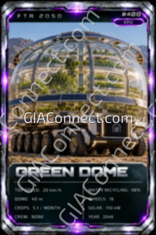 GREEN DOME – vehicul futurist FTR 2050, cartonaș digital de colecție