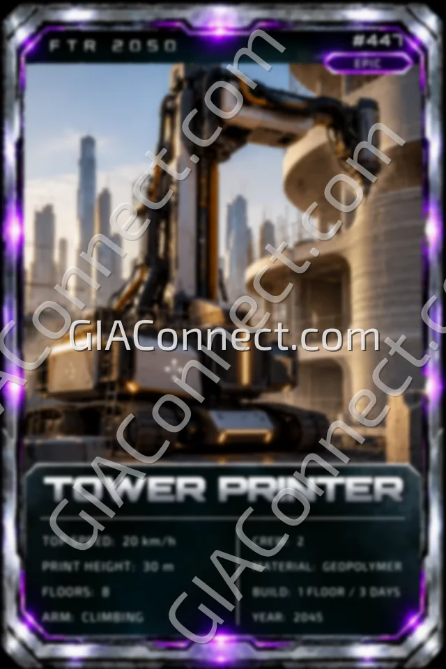 TOWER PRINTER – vehicul futurist FTR 2050, cartonaș digital de colecție