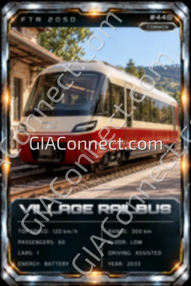 VILLAGE RAILBUS – vehicul futurist FTR 2050, cartonaș digital de colecție