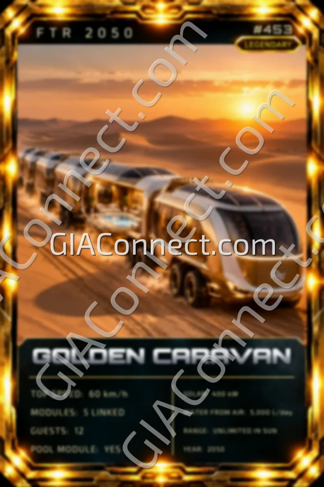 GOLDEN CARAVAN – vehicul futurist FTR 2050, cartonaș digital de colecție