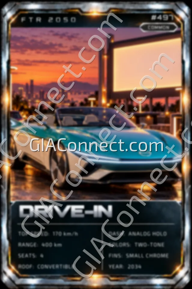 DRIVE-IN – vehicul futurist FTR 2050, cartonaș digital de colecție